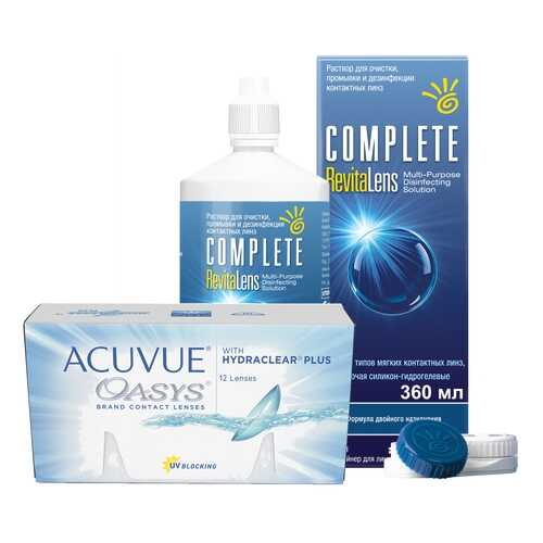 Контактные линзы Acuvue Oasys 12 линз R 8.4 -11.50 + Раствор Complete RevitaLens 360 мл в Живика