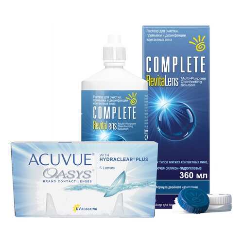 Контактные линзы Acuvue Oasys 6 линз R 8.4 -11.50 + Раствор Complete RevitaLens 360 мл в Живика